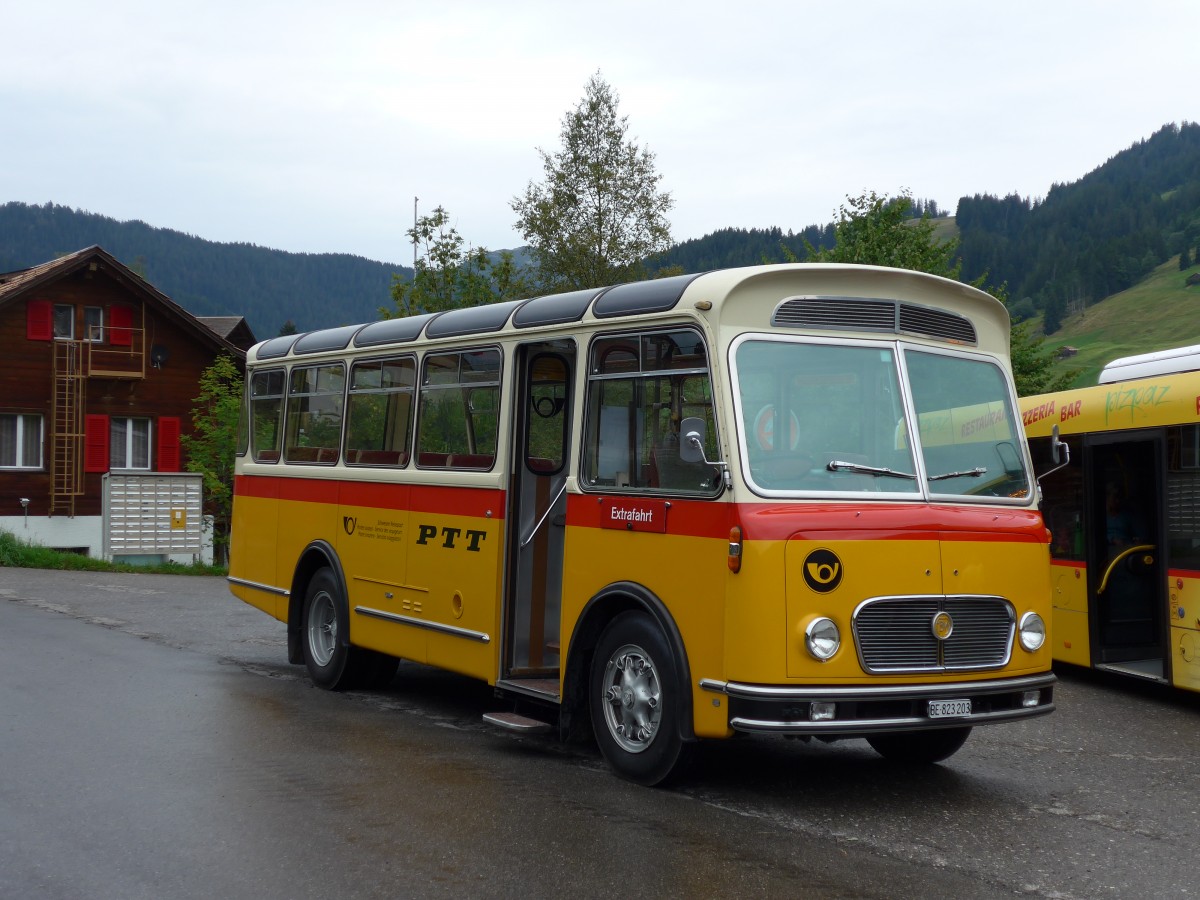 (163'790) - Rentsch, Gunten - BE 823'203 - FBW/Gangloff (ex P 23'203; ex P 21'003) am 23. August 2015 in Habkern, Zundli