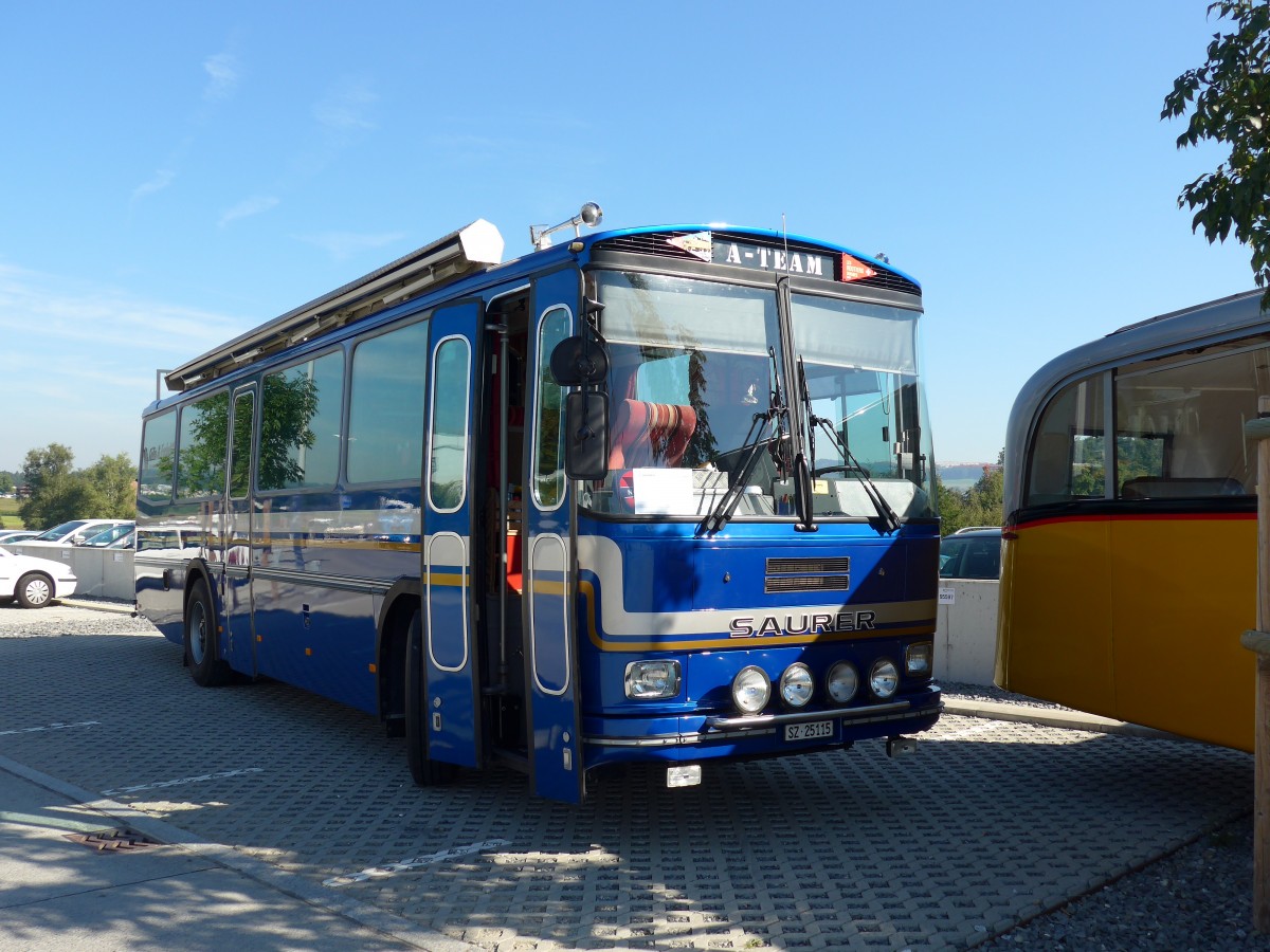 (163'921) - Steinauer, Einsiedeln - SZ 25'115 - Saurer/R&J (ex Albin, Fllanden; ex SBB Bern; ex Solr&Fontana, Ilanz; ex P 24'359) am 29. August 2015 in Oberkirch, CAMPUS Sursee