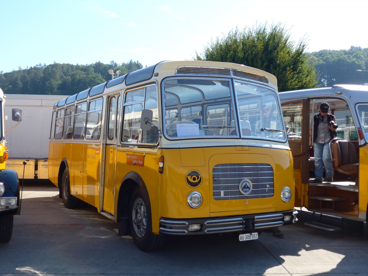 (163'943) - Streiff, Gelterkinden - AG 306'557 - Saurer/Gangloff (ex Oldie-Tours Zrisee, Wollerau; ex OTAG Wald; ex Leibundgut, Obergoldbach; ex Krebs, Belpberg) am 29. August 2015 in Oberkirch, CAMPUS Sursee