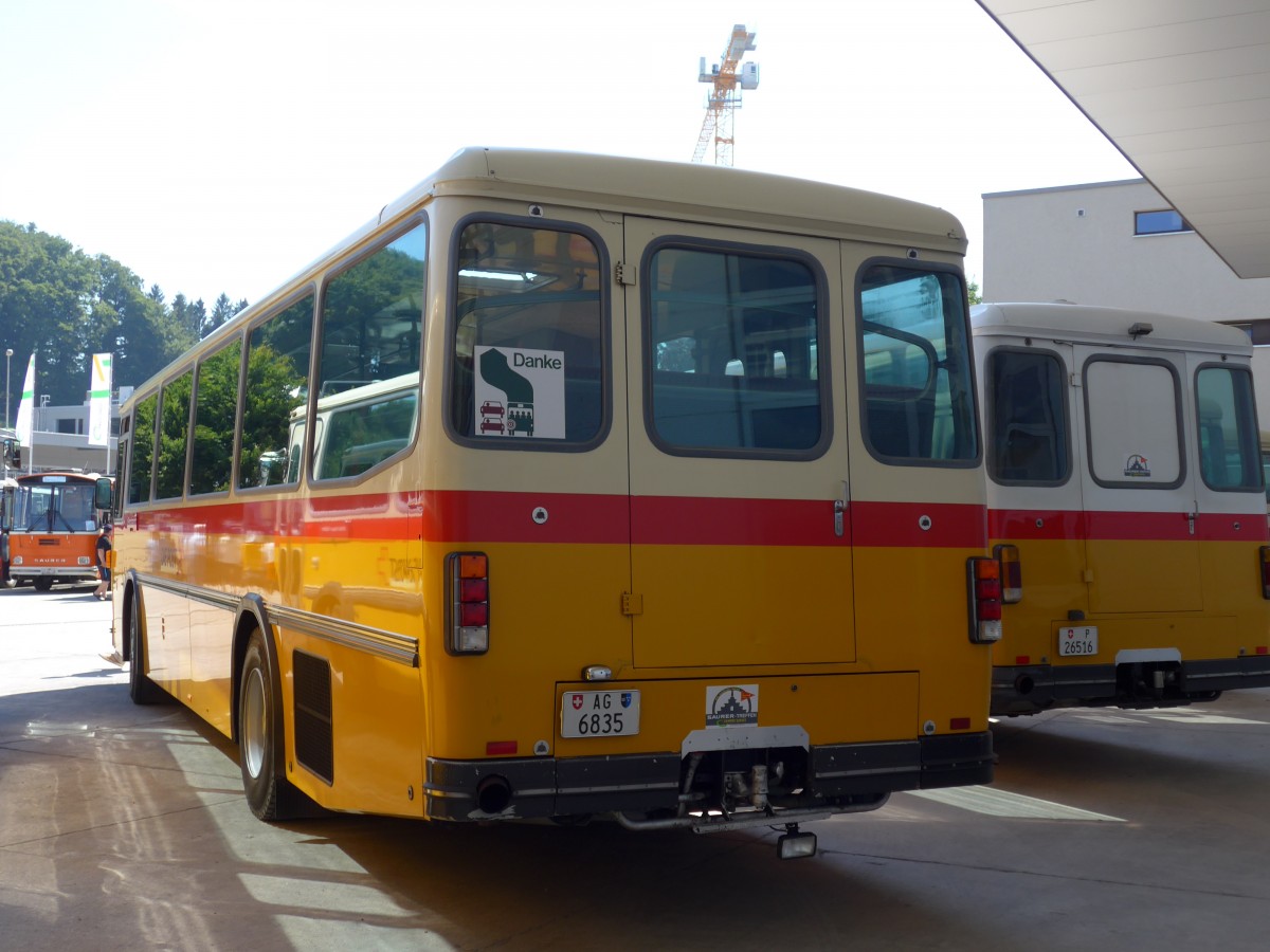 (164'143) - Gautschi, Suhr - AG 6835 - Saurer/Tscher (ex Ltscher, Neuheim Nr. 200; ex Cartek, Regensdorf; ex P 25'822) am 29. August 2015 in Oberkirch, CAMPUS Sursee