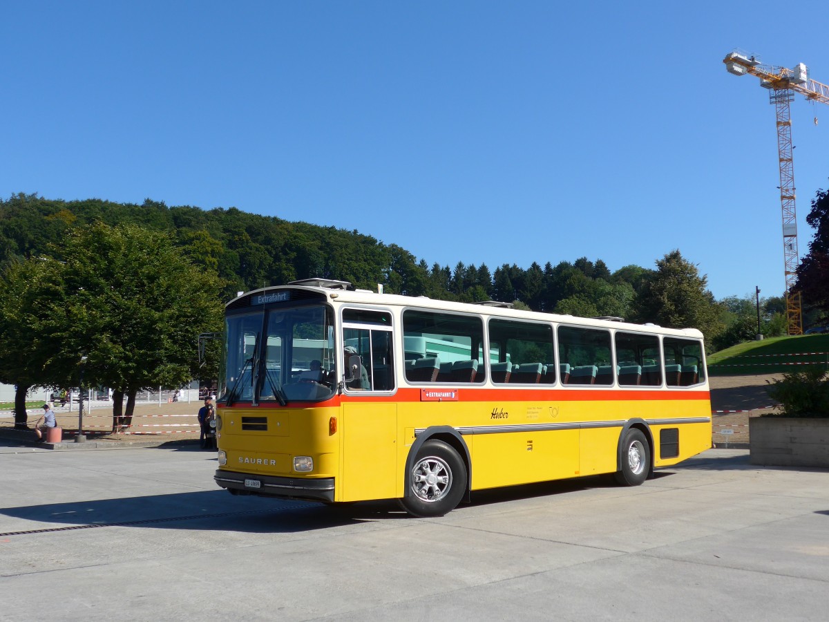 (164'243) - Huber, Oberkirch - LU 49'699 - Saurer/R&J (ex Frigg, Zernez; ex P 24'283) am 29. August 2015 in Oberkirch, CAMPUS Sursee