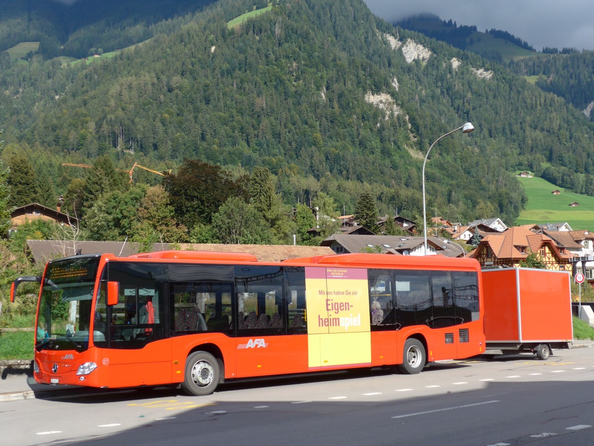 (164'392) - AFA Adelboden - Nr. 27/BE 26'773 - Mercedes am 6. September 2015 beim Bahnhof Frutigen