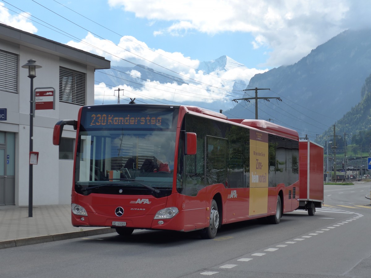 (164'439) - AFA Adelboden - Nr. 28/BE 43'089 - Mercedes am 6. September 2015 beim Bahnhof Frutigen