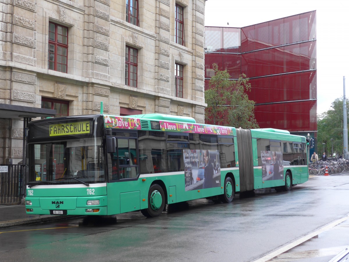 (164'696) - BVB Basel - Nr. 762/BS 3262 - MAN am 14. September 2015 beim Bahnhof Basel