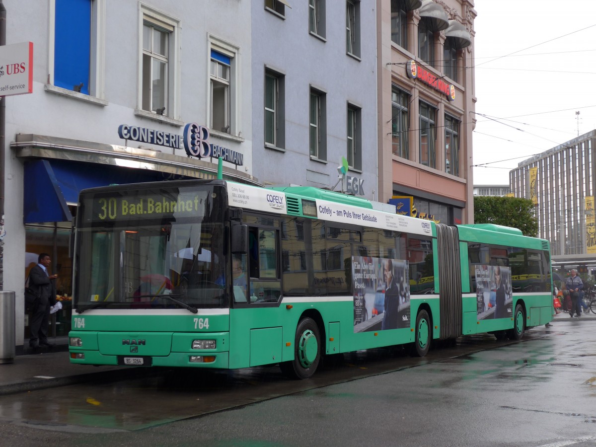 (164'701) - BVB Basel - Nr. 764/BS 3264 - MAN am 14. September 2015 beim Bahnhof Basel