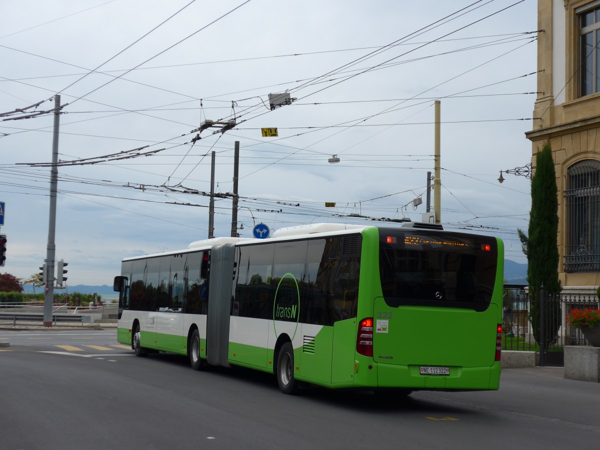 (164'802) - transN, La Chaux-de-Fonds - Nr. 322/NE 112'322 - Mercedes am 15. September 2015 in Neuchtel, Place Pury