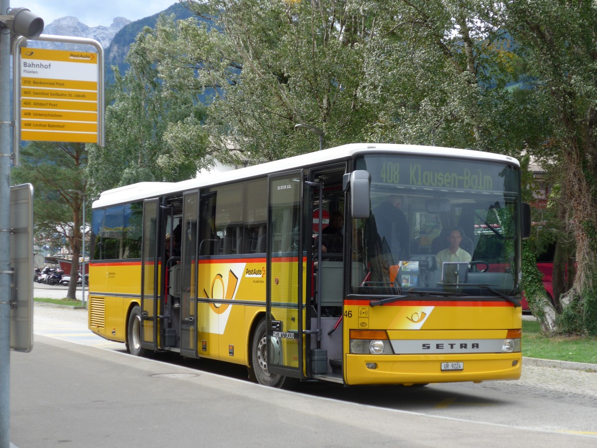 (164'907) - AAGU Altdorf - Nr. 46/UR 9224 - Setra am 16. September 2015 beim Bahnhof Flelen