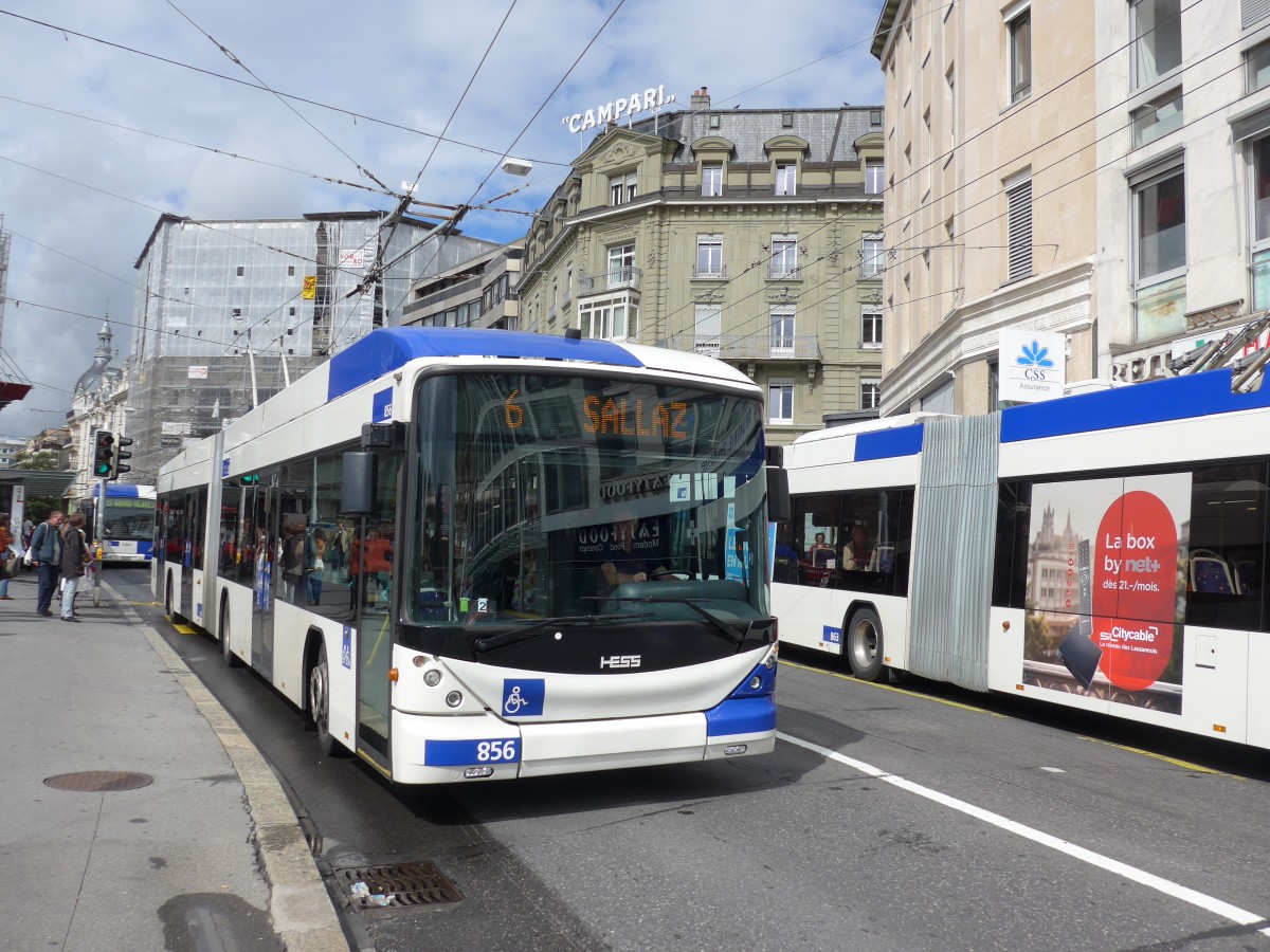 (165'116) - TL Lausanne - Nr. 856 - Hess/Hess Gelenktrolleybus am 18. September 2015 in Lausanne, Bel-Air