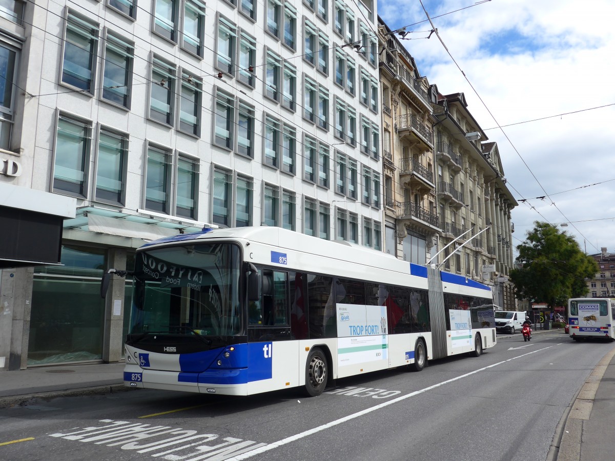 (165'142) - TL Lausanne - Nr. 875 - Hess/Hess Gelenktrolleybus am 18. September 2015 in Lausanne, Bel-Air