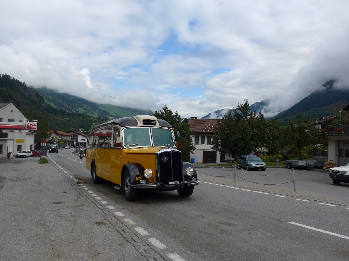 (165'306) - Gmnder, Weissbad - AI 10'660 - Saurer/Gangloff (ex P 23'144) am 19. September 2015 in Andeer, Tgavugl