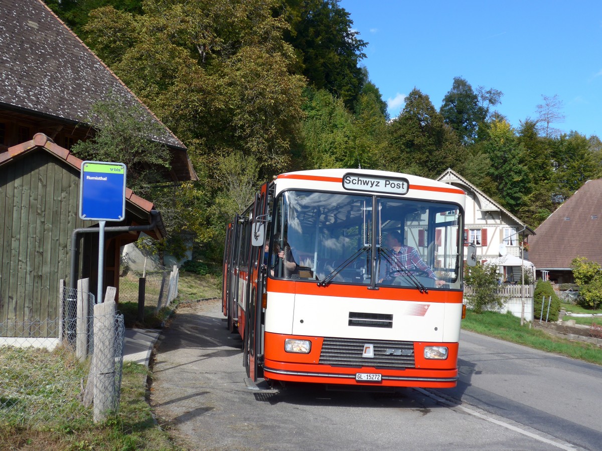 (166'029) - Frey, Opfikon - GL 15'272 - FBW/R&J (ex Tiemann, Oetwil Nr. 20; ex AAGS Schwyz Nr. 20) am 4. Oktober 2015 in Heimiswil, Rumisthal