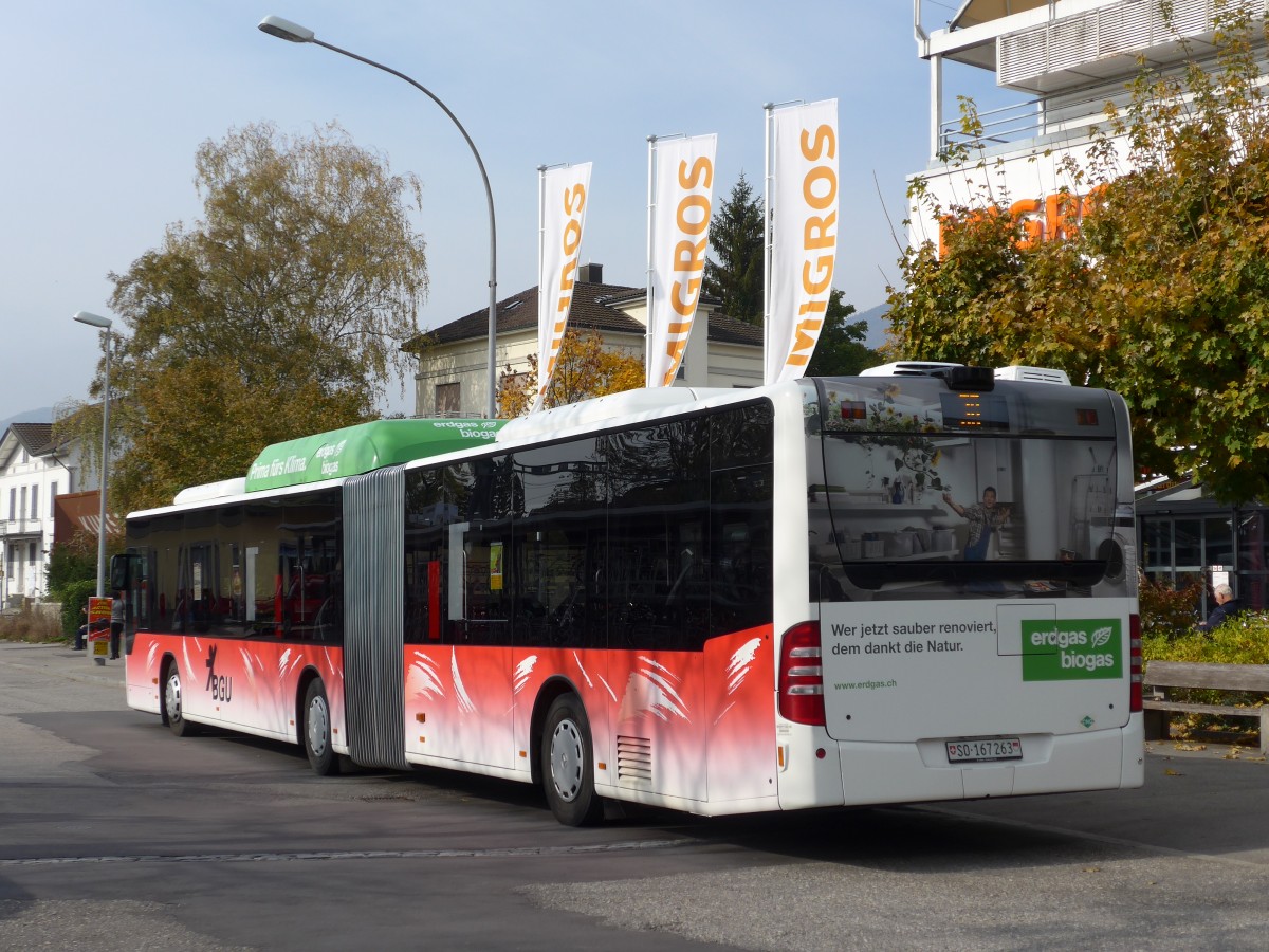 (166'426) - BGU Grenchen - Nr. 28/SO 167'263 - Mercedes am 24. Oktober 2015 beim Bahnhof Grenchen Sd