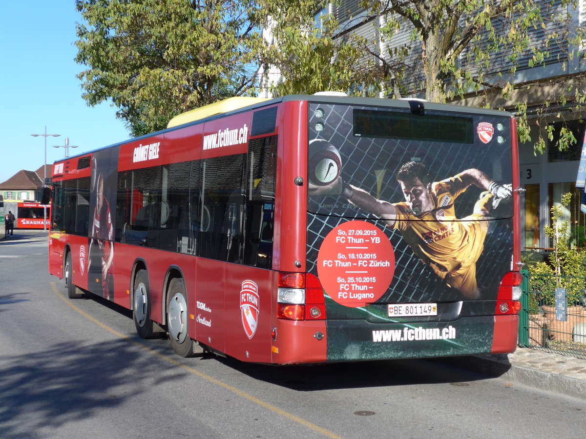 (166'494) - STI Thun - Nr. 149/BE 801'149 - MAN am 26. Oktober 2015 bei der Schifflndte Thun