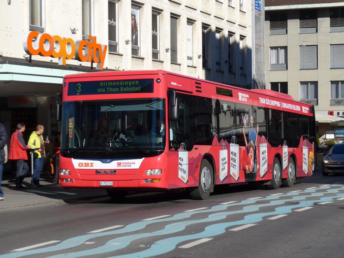 (166'602) - STI Thun - Nr. 160/BE 752'160 - MAN am 10. November 2015 in Thun, Marktgasse