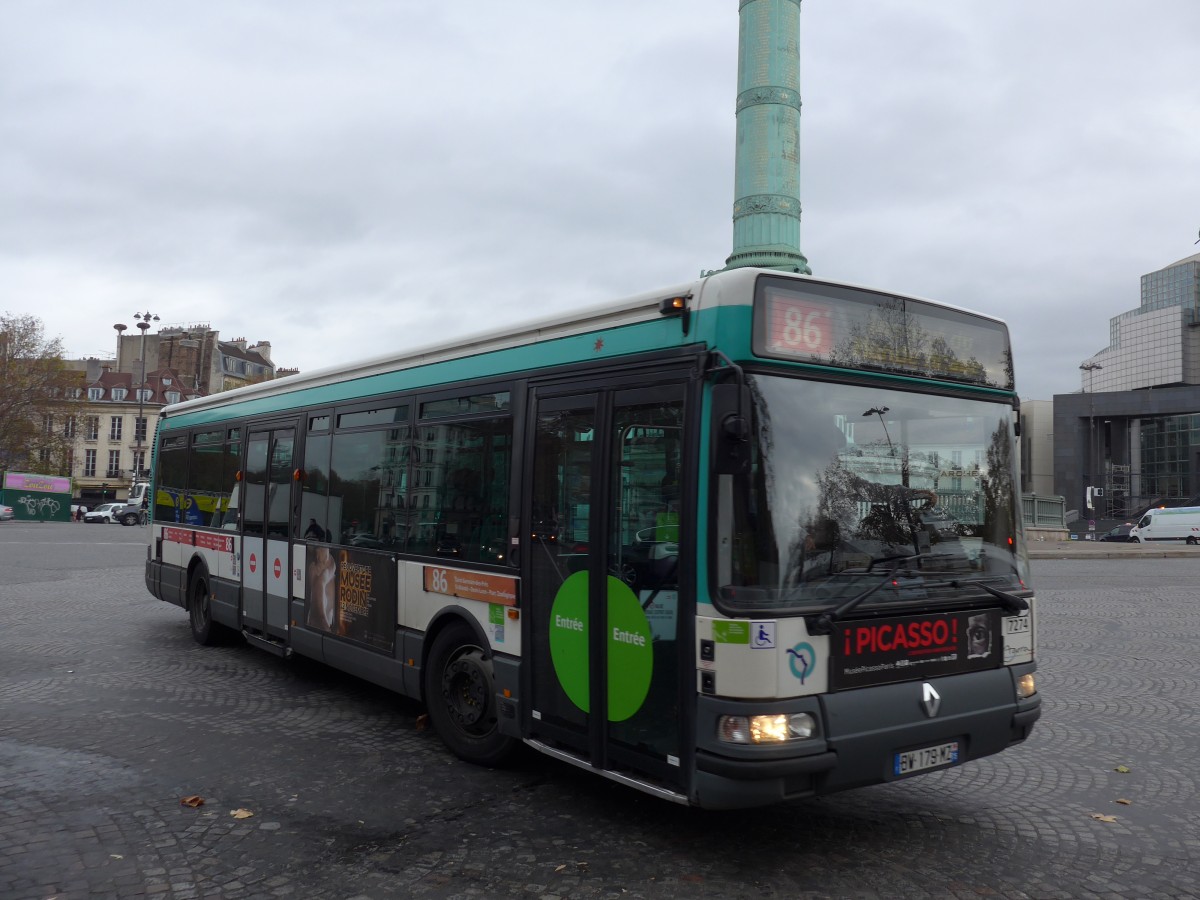 (166'799) - RATP Paris - Nr. 7274/BW 179 MZ - Renault am 16. November 2015 in Paris, Bigalle