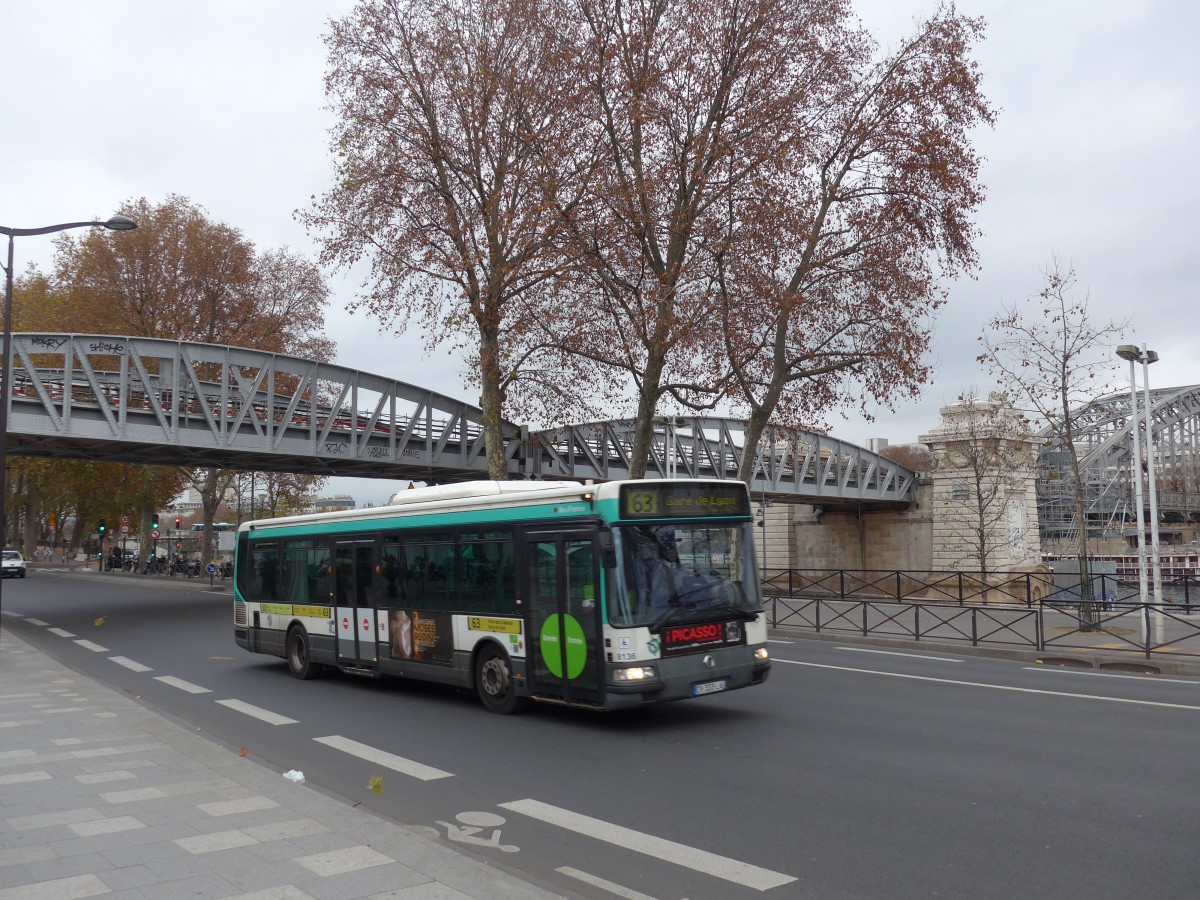 (166'807) - RATP Paris - Nr. 8136/CW 333 LA - Irisbus am 16. November 2015 in Paris, Gare d'Austerlitz