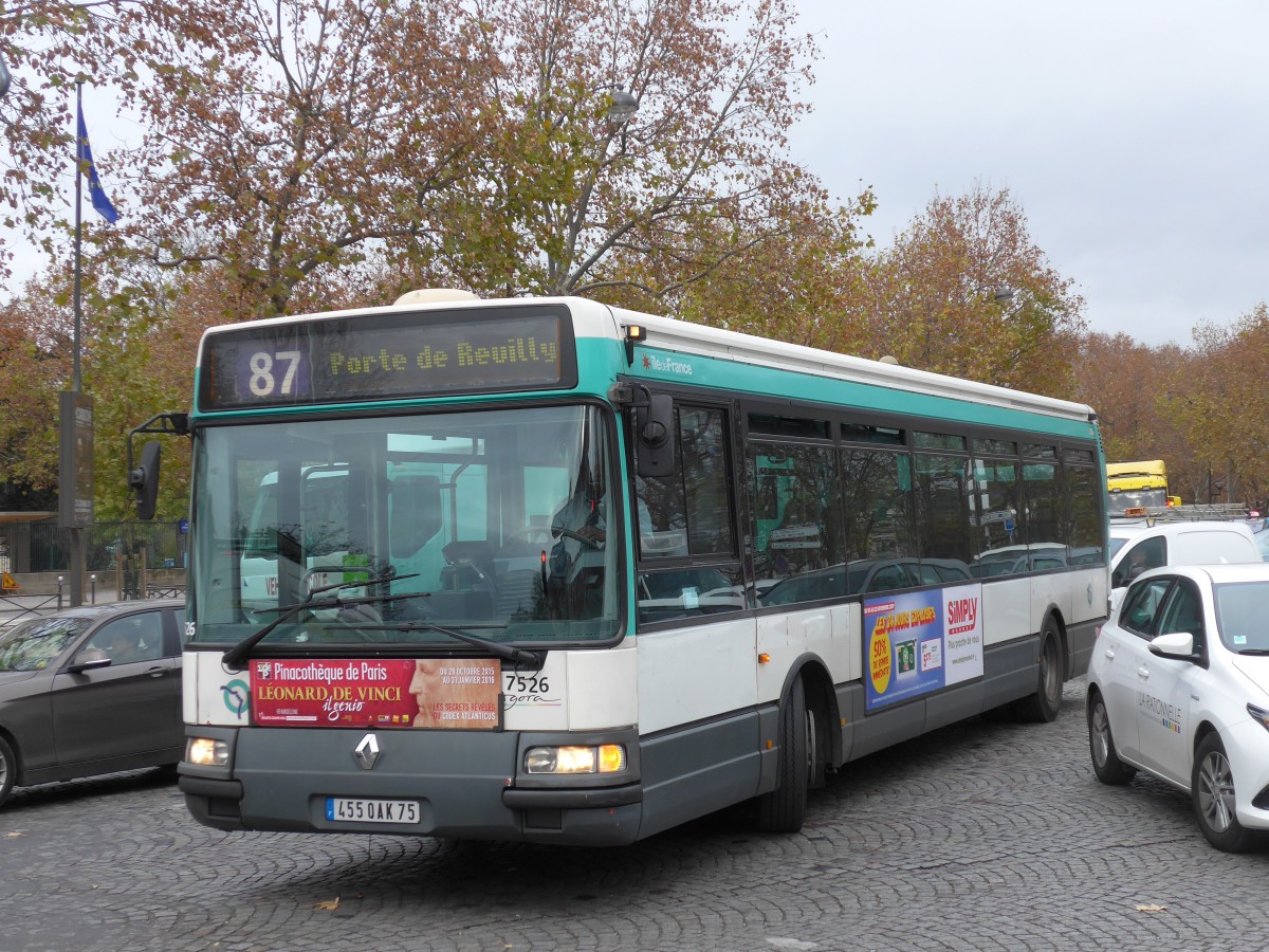 (166'816) - RATP Paris - Nr. 7526/455 QAK 75 - Renault am 16. November 2015 in Paris, Gare d'Austerlitz