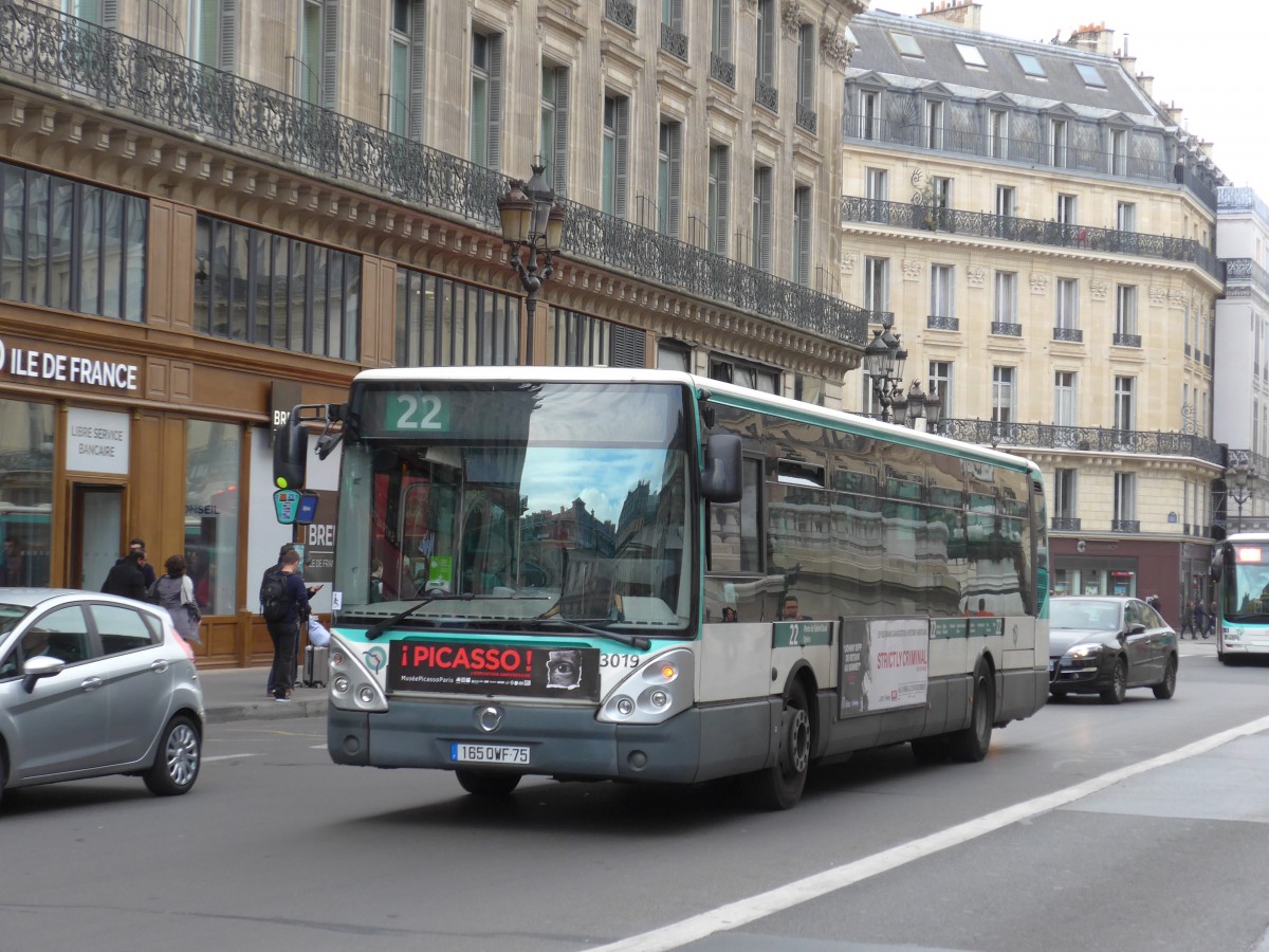 (166'911) - RATP Paris - Nr. 3019/165 QWF 75 - Irisbus am 16. November 2015 in Paris, Opra