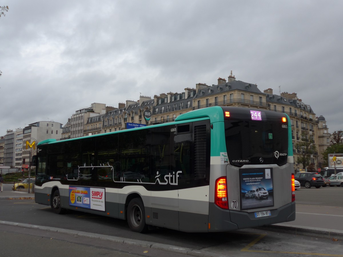 (167'016) - RATP Paris - Nr. 6865/DT 194 BT - Mercedes am 16. November 2015 in Paris, Porte Maillot