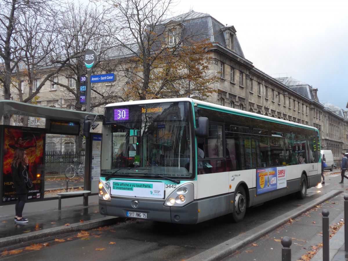 (167'058) - RATP Paris - Nr. 3442/917 RNG 75 - Irisbus am 17. November 2015 in Paris, Anvers