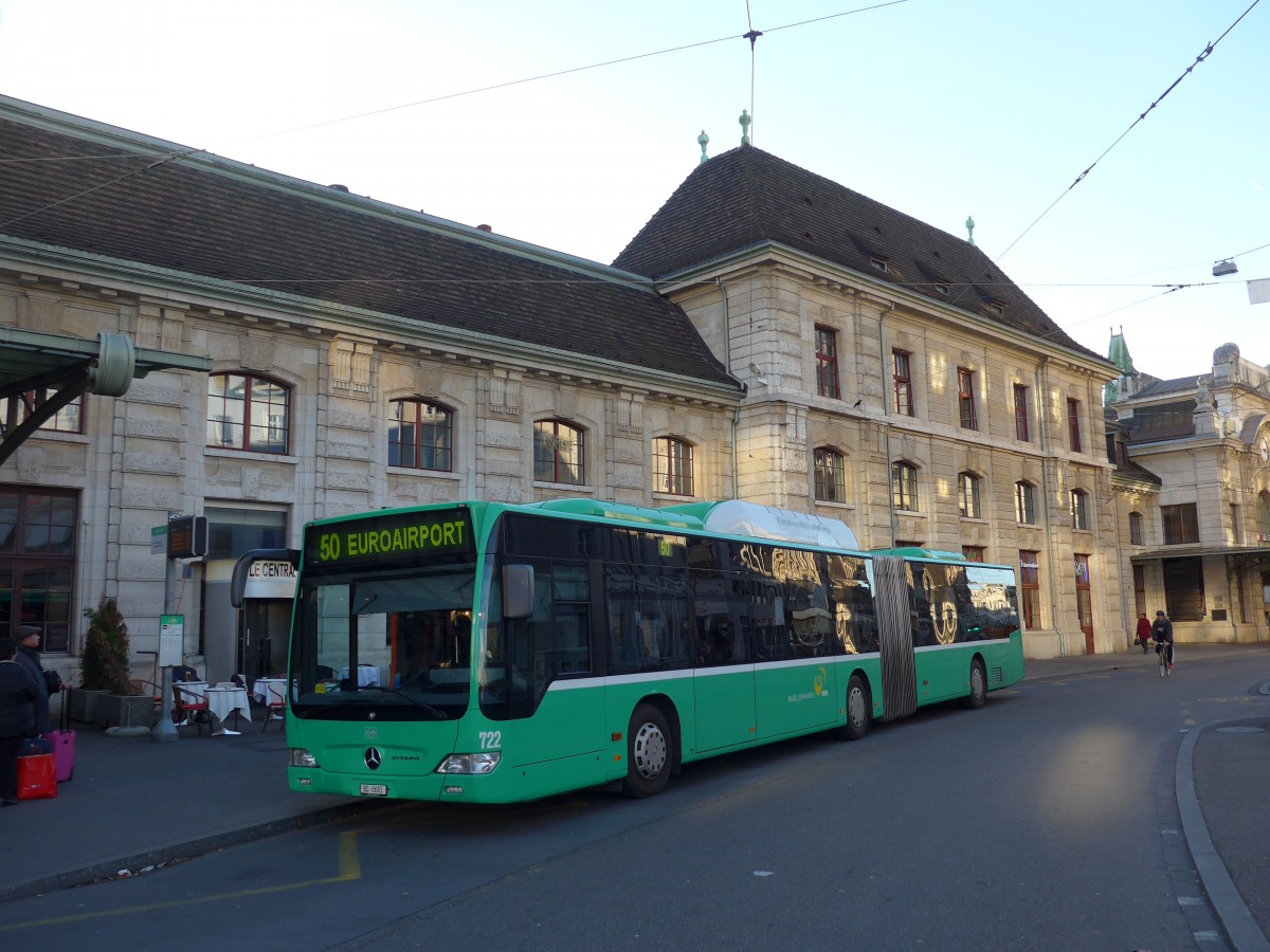 (167'384) - BVB Basel - Nr. 722/BS 6681 - Mercedes am 18. November 2015 beim Bahnhof Basel