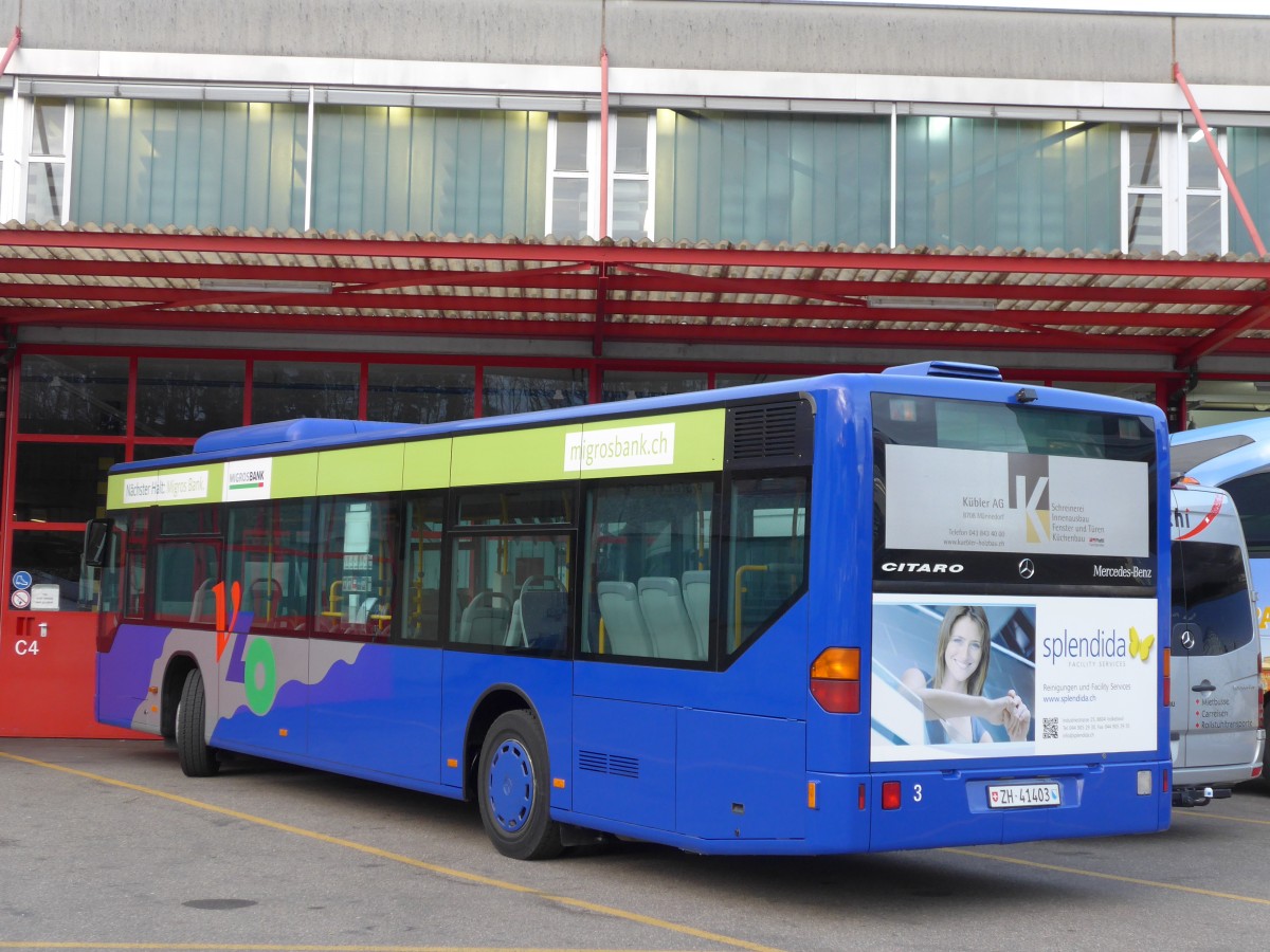 (167'442) - VZO Grningen - Nr. 3/ZH 41'403 - Mercedes am 19. November 2015 in Kloten, EvoBus