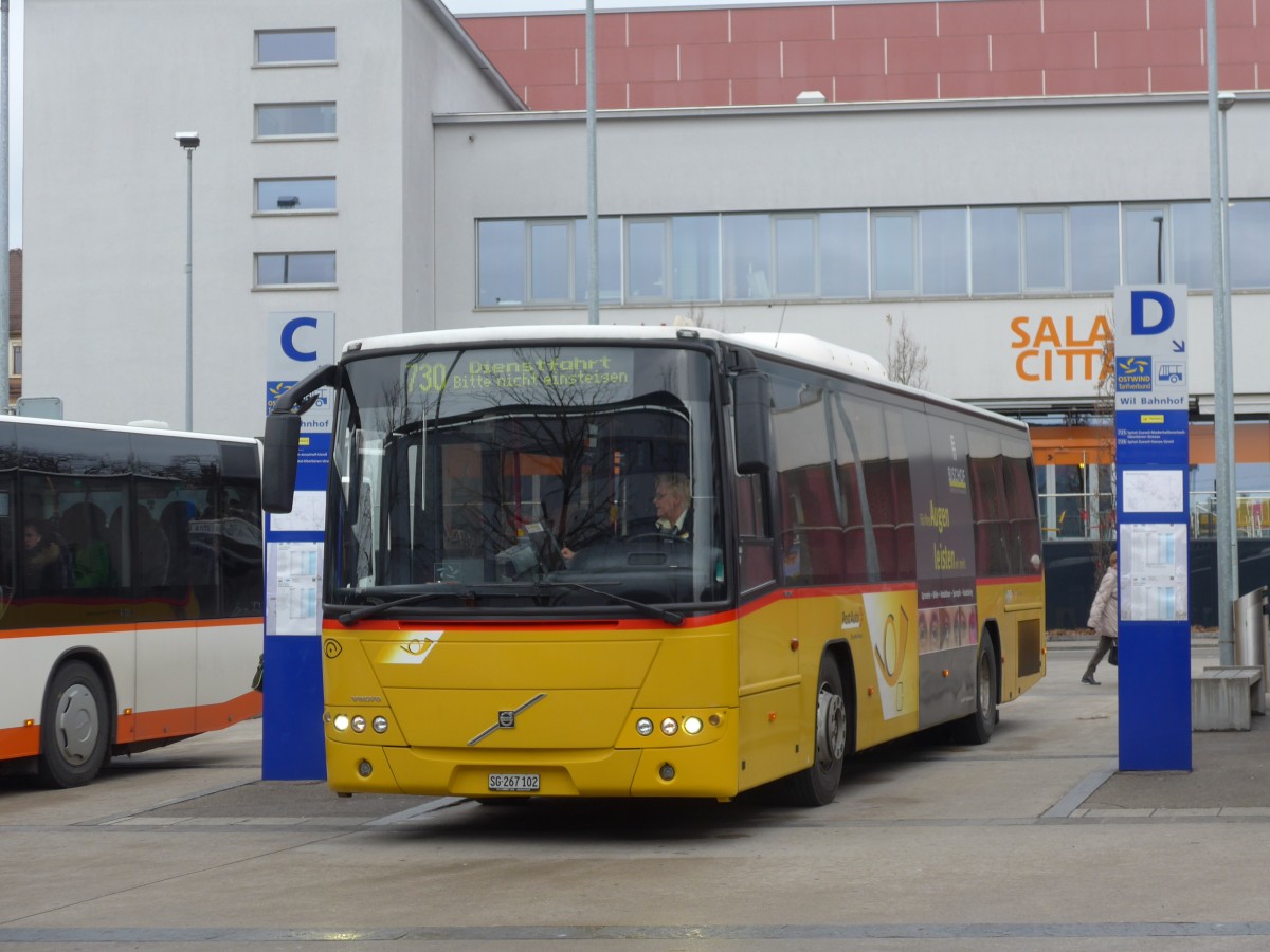 (167'514) - Schmidt, Oberbren - SG 267'102 - Volvo (ex PostAuto Ostschweiz) am 25. November 2015 beim Bahnhof Wil