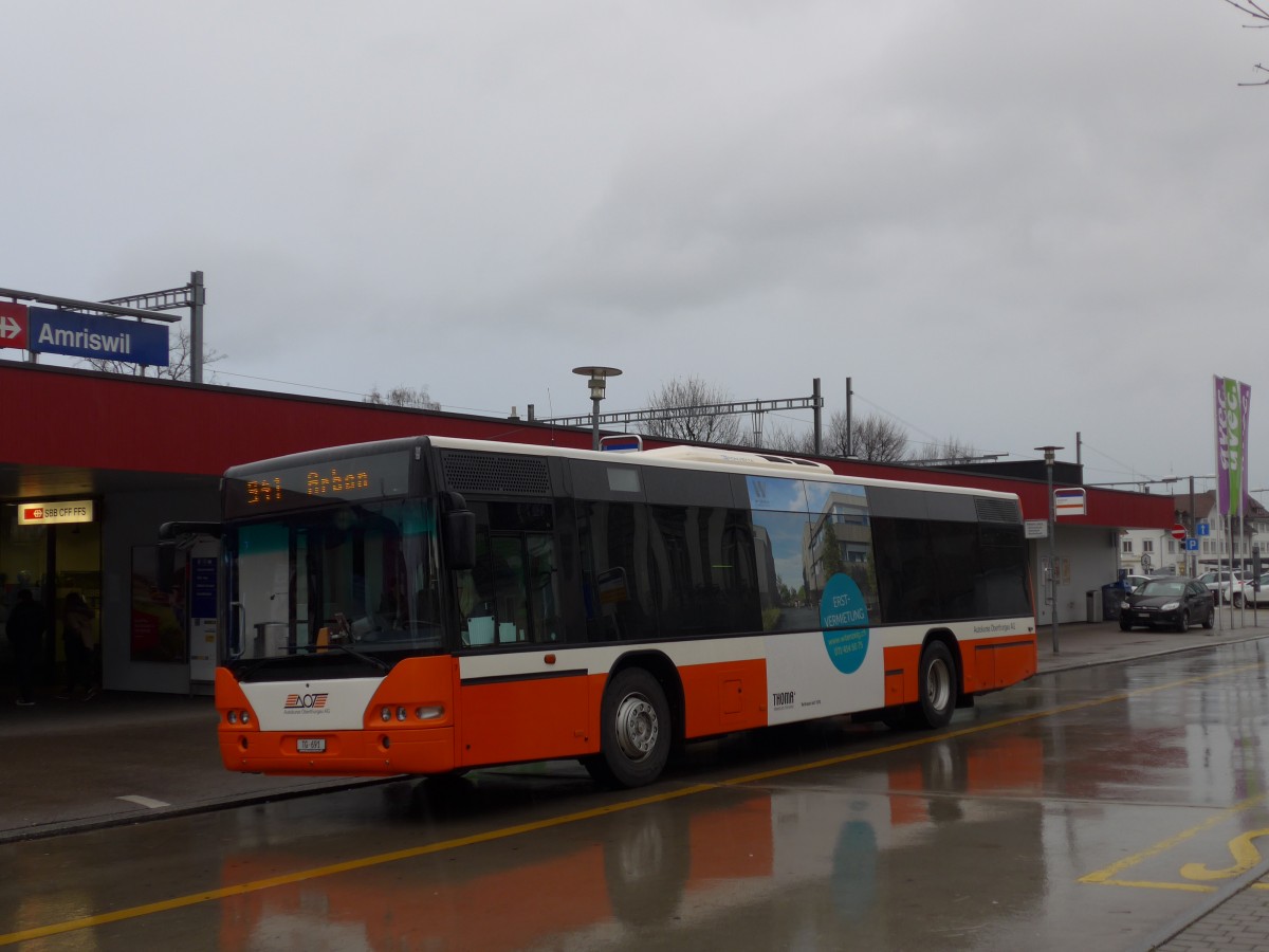 (167'536) - AOT Amriswil - Nr. 7/TG 691 - Neoplan (ex Vorfhrfahrzeug) am 25. November 2015 beim Bahnhof Amriswil