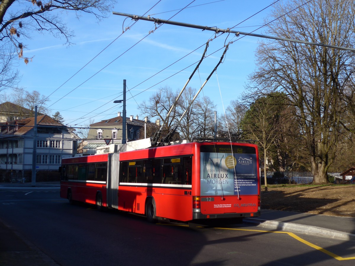 (167'745) - Bernmobil, Bern - Nr. 12 - NAW/Hess Gelenktrolleybus am 13. Dezember 2015 in Bern, Holligen