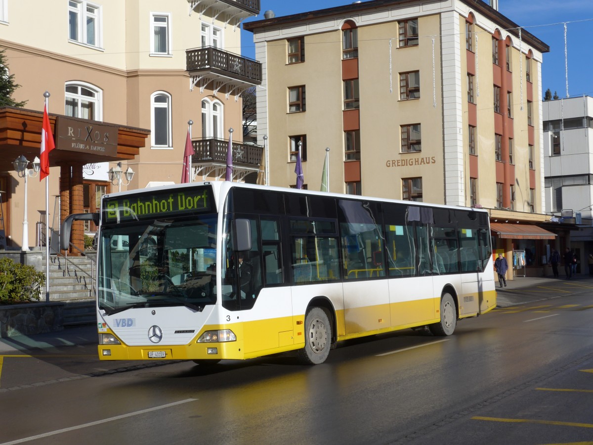 (167'781) - VBD Davos - Nr. 3/GR 43'159 - Mercedes am 19. Dezember 2015 beim Bahnhof Davos Dorf