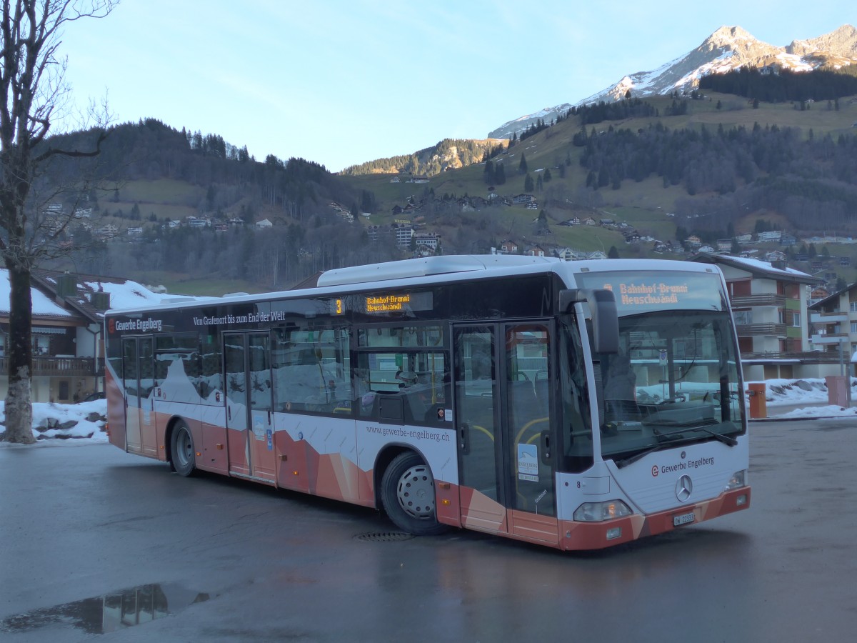 (167'896) - EAB Engelberg - Nr. 8/OW 22'333 - Mercedes (ex Ming, Sils-Maria; ex Vorfhrwagen EvoBus, D-Mannheim) am 25. Dezember 2015 in Engelberg, Titlisbahnen