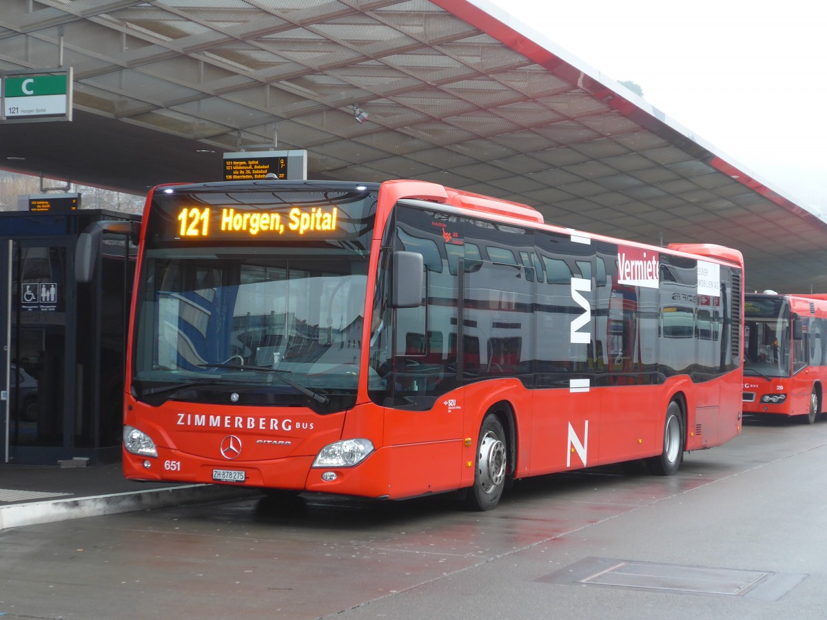 (168'182) - AHW Horgen - Nr. 651/ZH 878'275 - Mercedes am 1. Januar 2016 beim Bahnhof Horgen