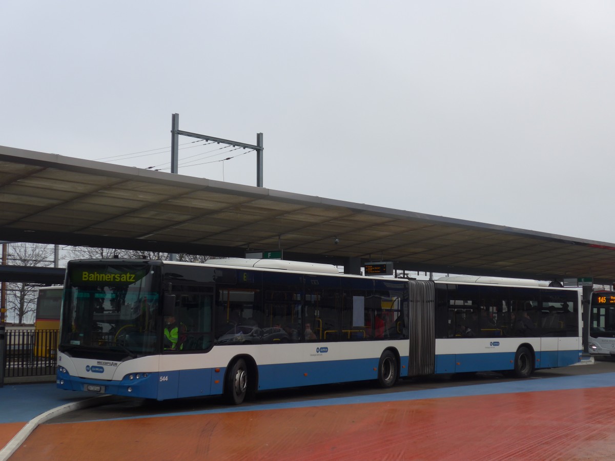 (168'195) - VBZ Zrich - Nr. 544/ZH 730'544 - Neoplan am 1. Januar 2016 beim Bahnhof Horgen