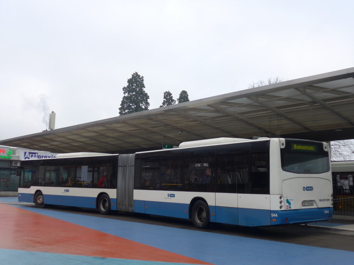 (168'196) - VBZ Zrich - Nr. 544/ZH 730'544 - Neoplan am 1. Januar 2016 beim Bahnhof Horgen