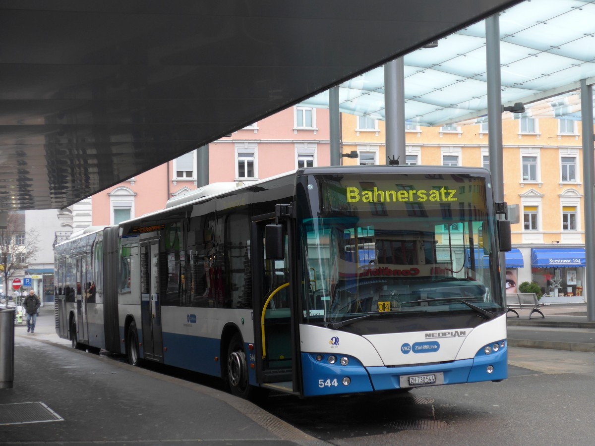 (168'200) - VBZ Zrich - Nr. 544/ZH 730'544 - Neoplan am 1. Januar 2016 beim Bahnhof Wdenswil