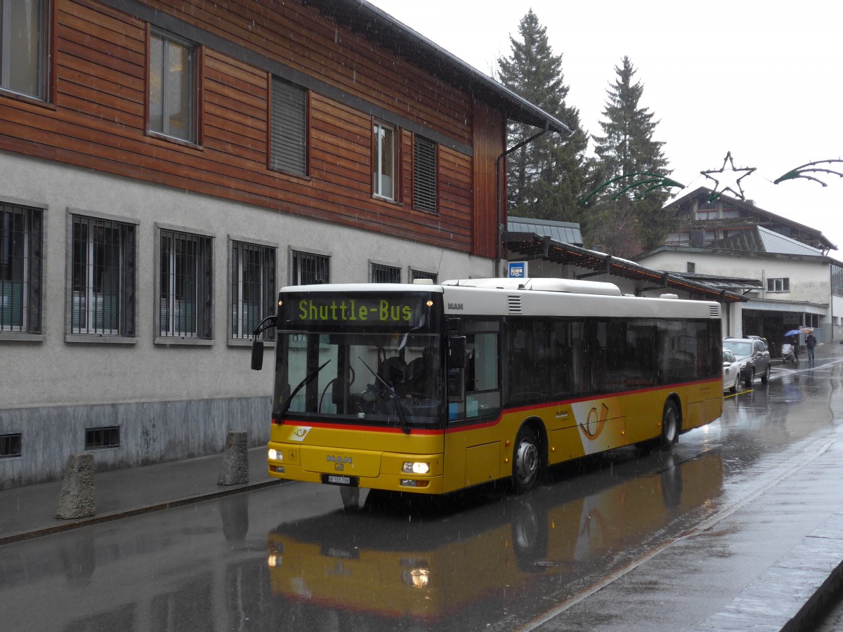 (168'402) - Lengacher, Wichtrach - Nr. 2/BE 555'788 - MAN am 9. Januar 2016 beim Autobahnhof Adelboden