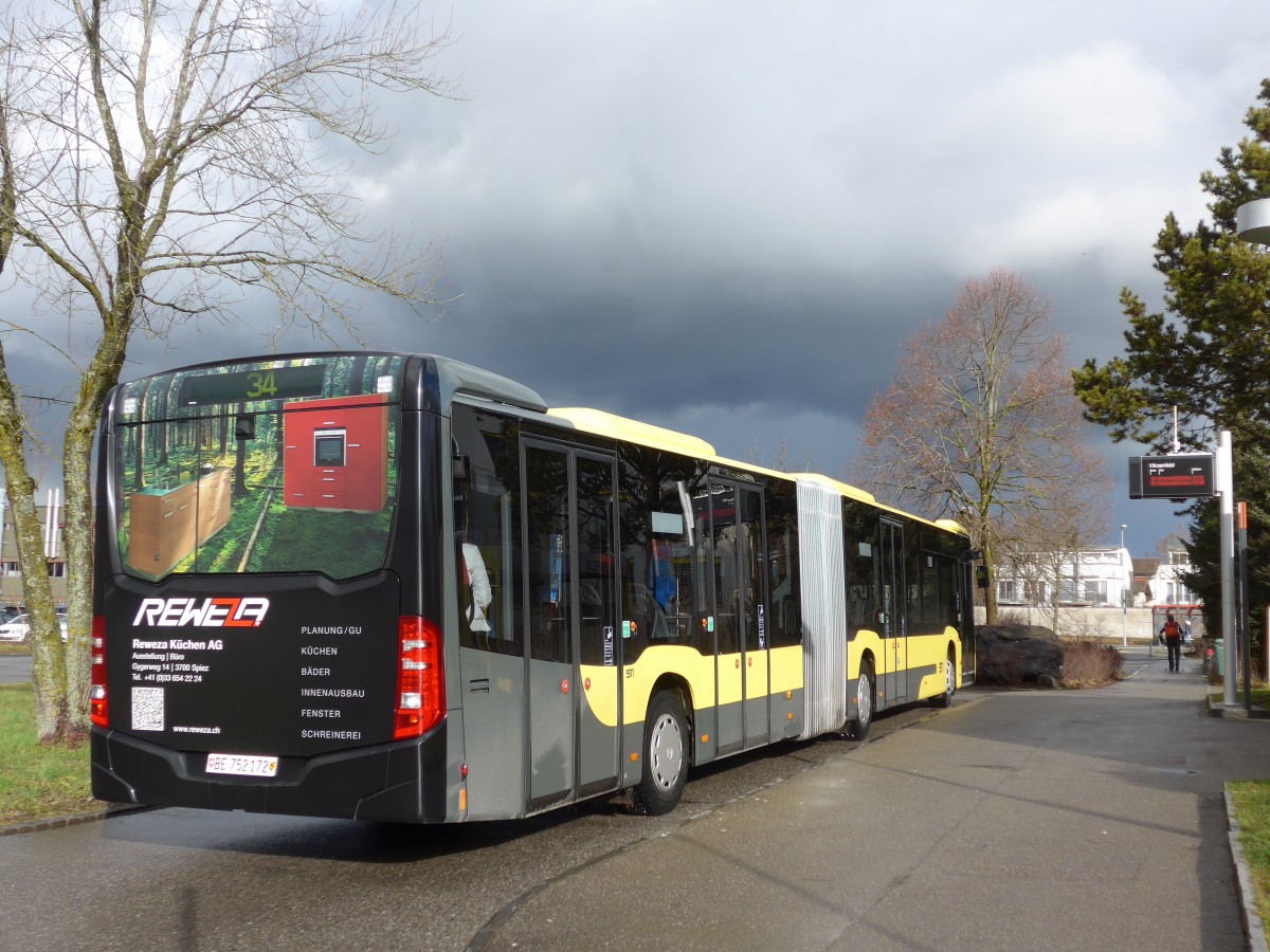 (168'449) - STI Thun - Nr. 172/BE 752'172 - Mercedes am 11. Januar 2016 in Zollikofen, Hirzenfeld (Einsatz RBS)