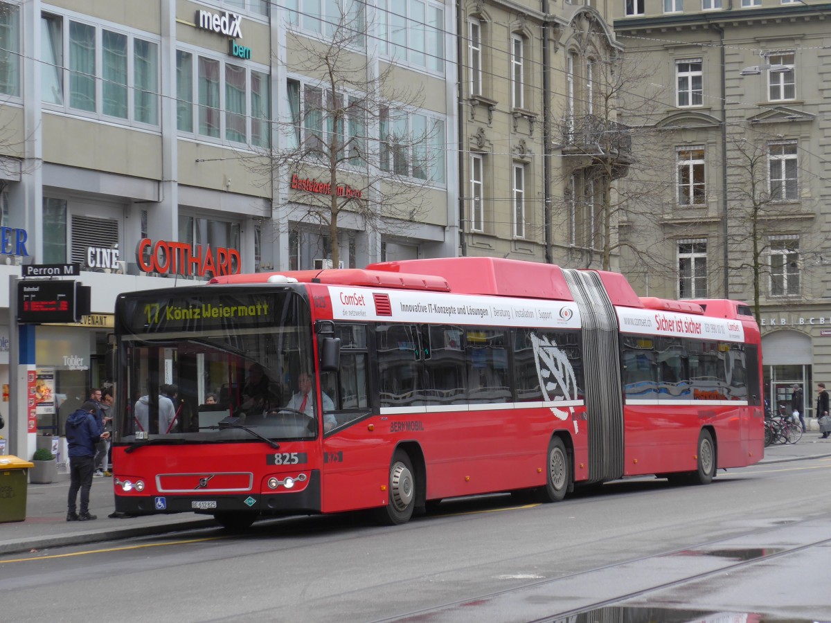 (168'464) - Bernmobil, Bern - Nr. 825/BE 612'825 - Volvo am 11. Januar 2016 beim Bahnhof Bern