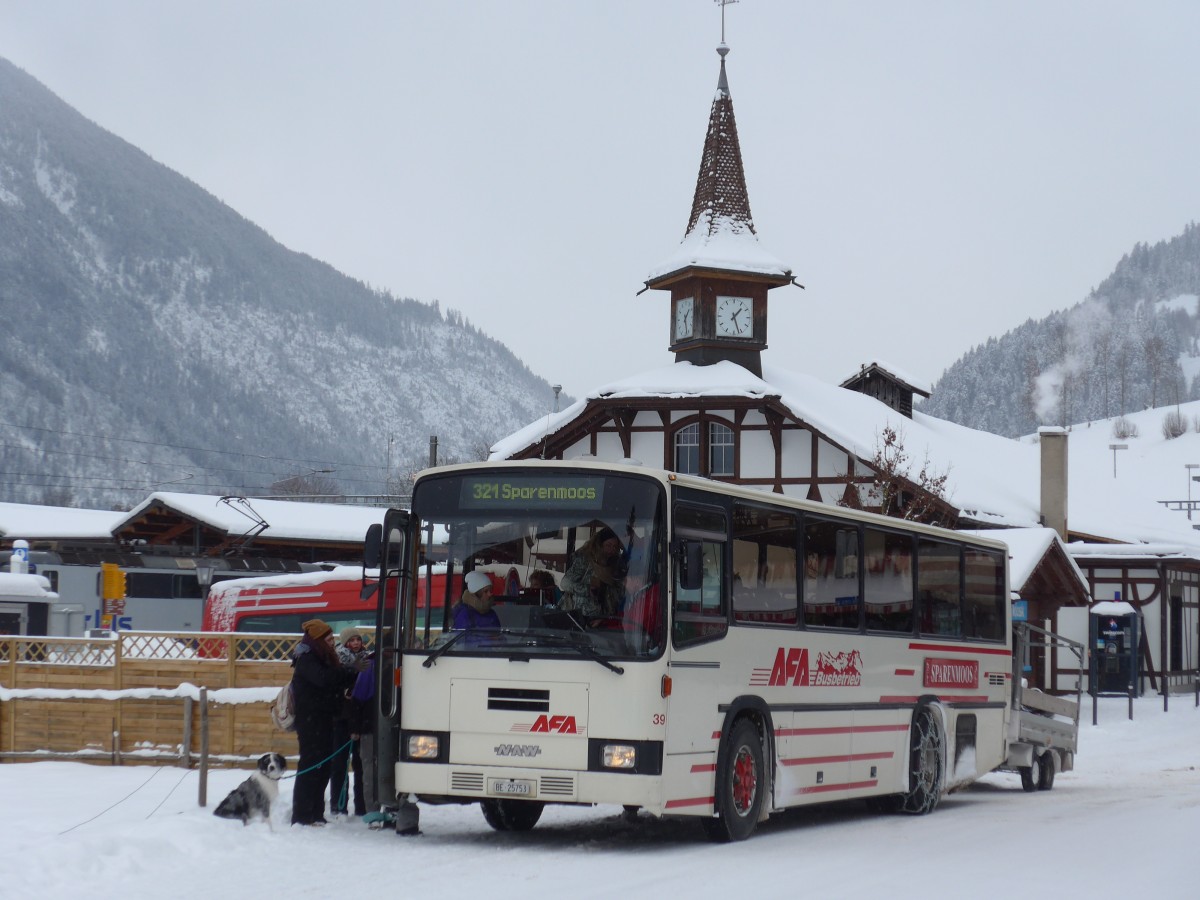 (168'478) - AFA Adelboden - Nr. 39/BE 25'753 - NAW/R&J (ex Nr. 18; ex Autopostale, Mendrisio Nr. 38; ex Piotti, Balerna Nr. 38; ex AAGI Interlaken Nr. 38; ex Schmocker, Beatenberg Nr. 3) am 17. Januar 2016 beim Bahnhof Zweisimmen