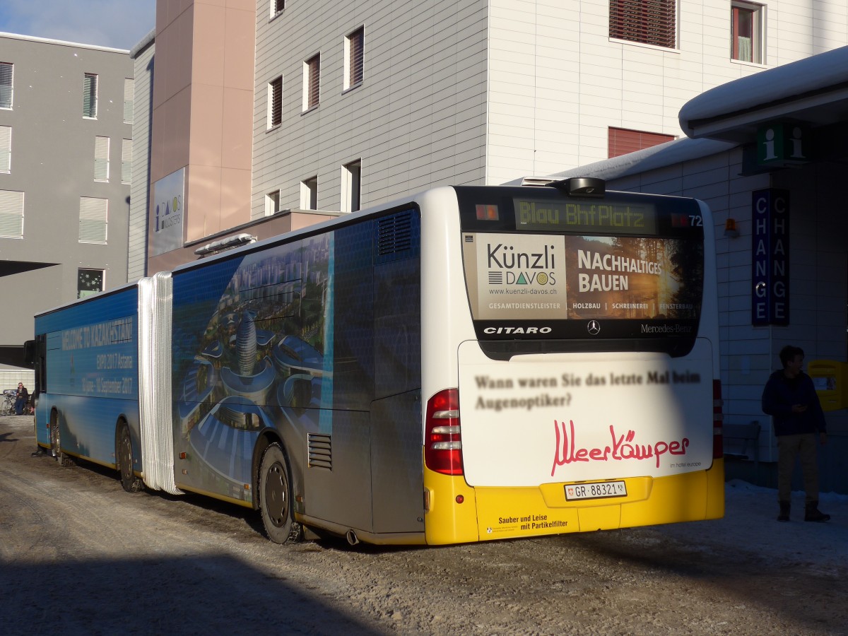 (168'546) - VBD Davos - Nr. 12/GR 88'321 - Mercedes am 23. Januar 2016 beim Bahnhof Davos Dorf