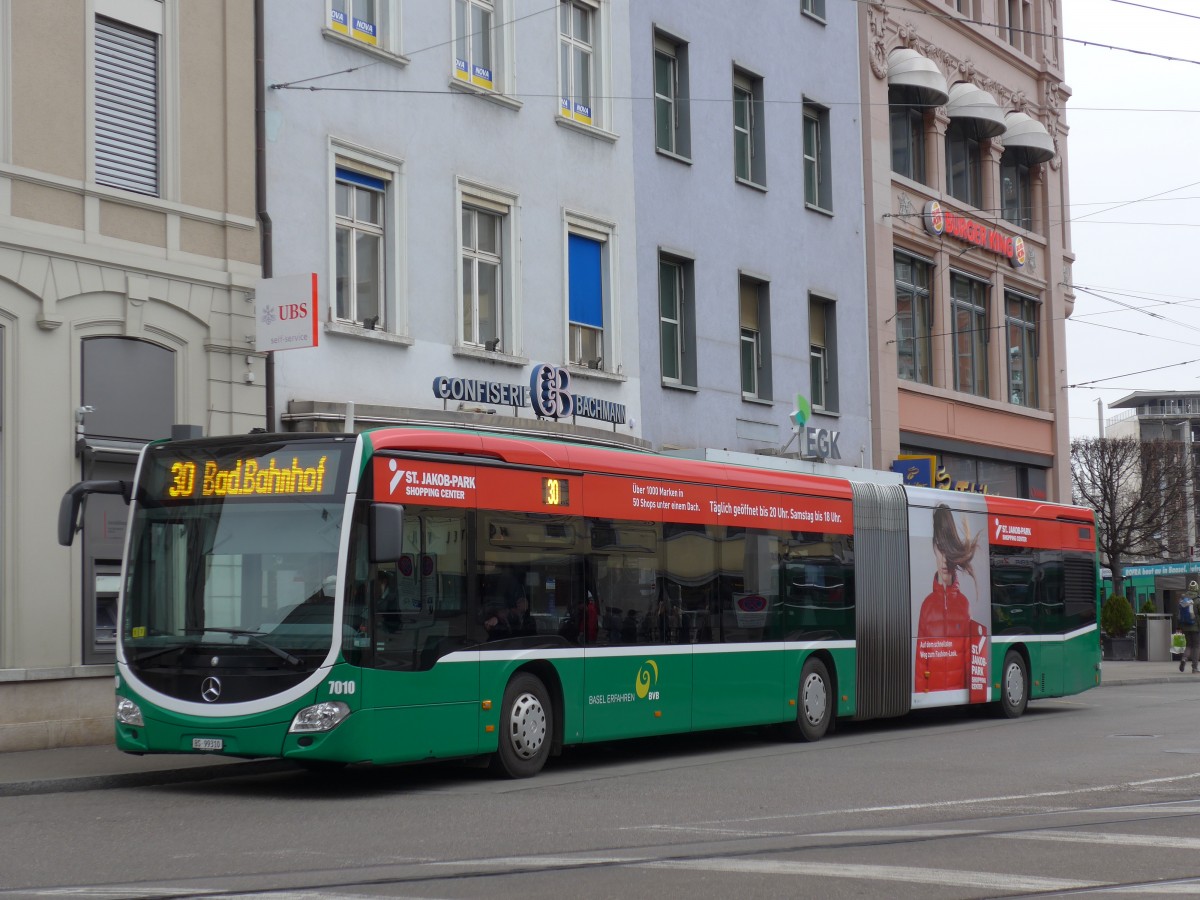 (168'747) - BVB Basel - Nr. 7010/BS 99'310 - Mercedes am 20. Februar 2016 beim Bahnhof Basel