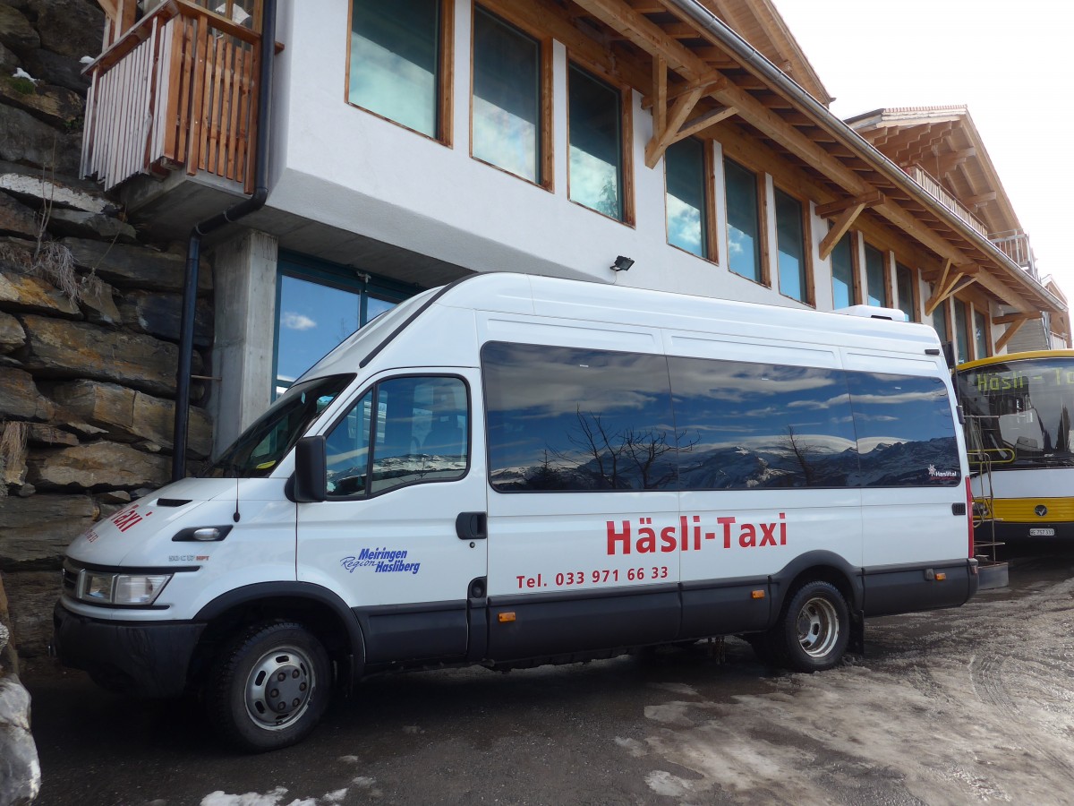 (168'818) - Schaad, Wasserwendi - BE 159'143 - Irisbus am 21. Februar 2016 in Wasserwendi-Hasliberg, Garage