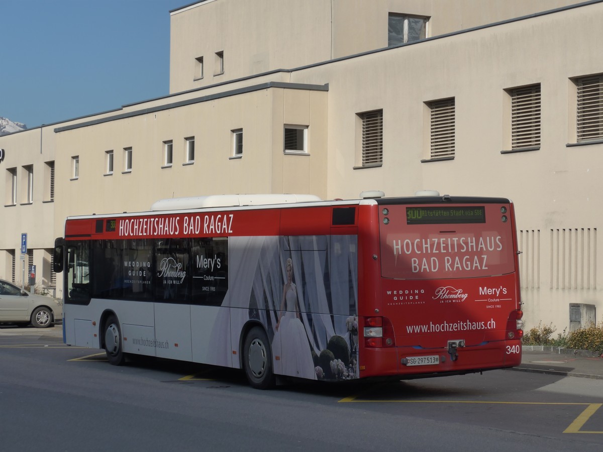 (168'989) - BSW Sargans - Nr. 340/SG 297'513 - MAN am 27. Februar 2016 beim Bahnhof Buchs