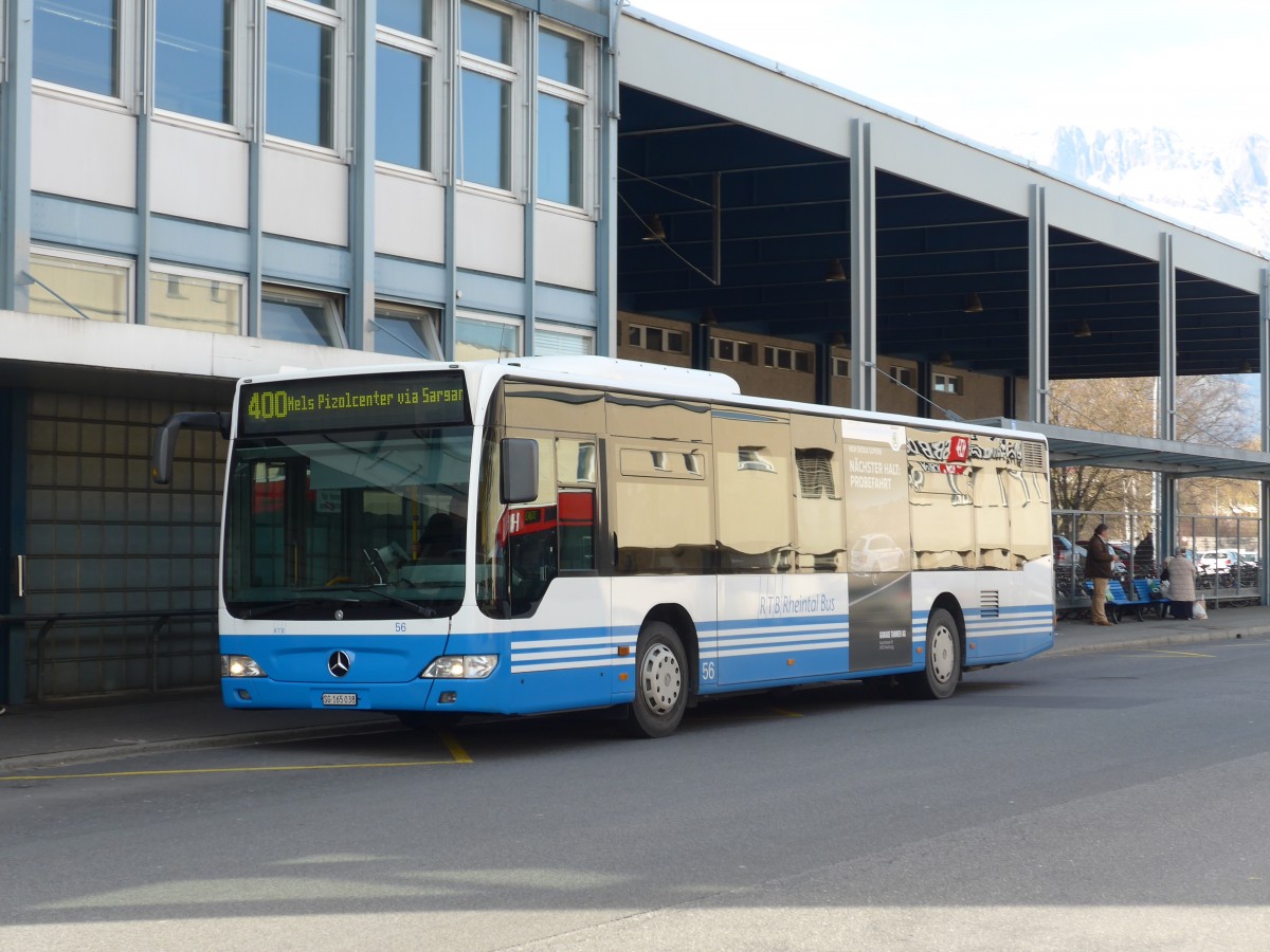 (168'990) - RTB Altsttten - Nr. 56/SG 165'038 - Mercedes am 27. Februar 2016 beim Bahnhof Buchs