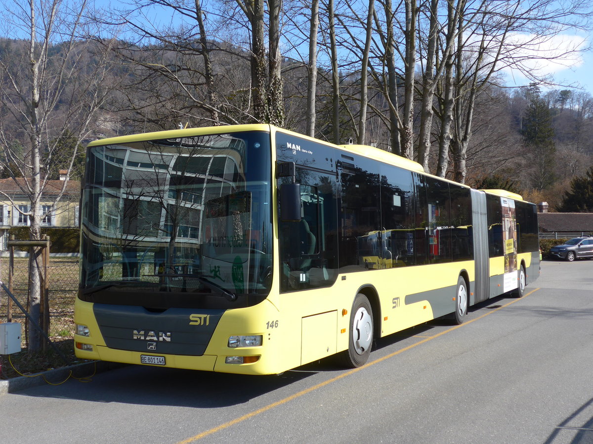 (169'216) - STI Thun - Nr. 146/BE 801'146 - MAN am 10. Mrz 2016 bei der Schifflndte Thun