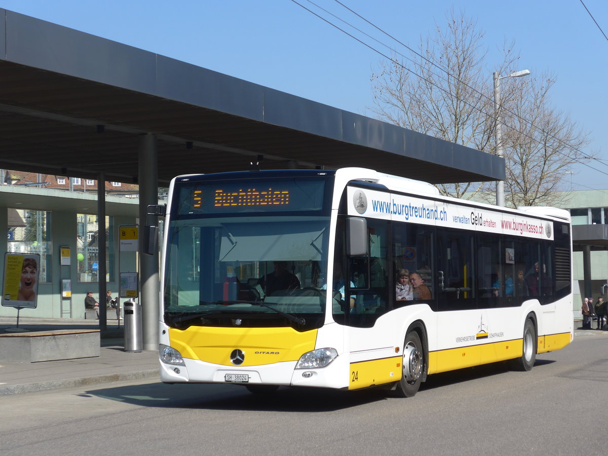 (169'277) - VBSH Schaffhausen - Nr. 24/SH 38'024 - Mercedes am 19. Mrz 2016 beim Bahnhof Schaffhausen