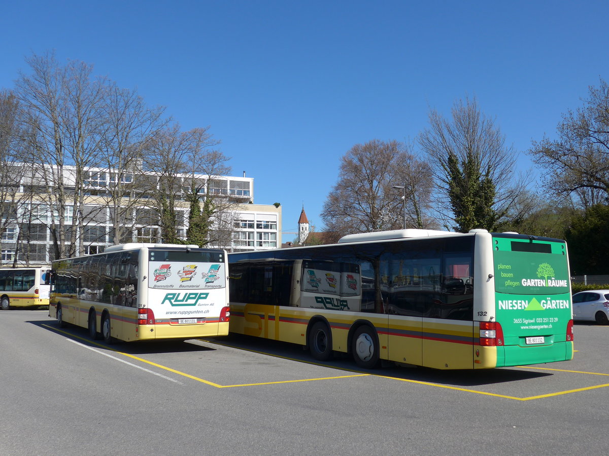 (169'813) - STI Thun - Nr. 131/BE 801'131 + Nr. 132/BE 801'132 - MAN am 11. April 2016 bei der Schifflndte Thun