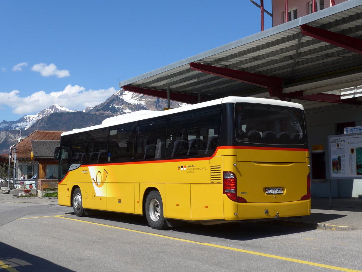 (169'837) - AVG Meiringen - Nr. 65/BE 401'465 - Setra am 11. April 2016 in Meiringen, Postautostation