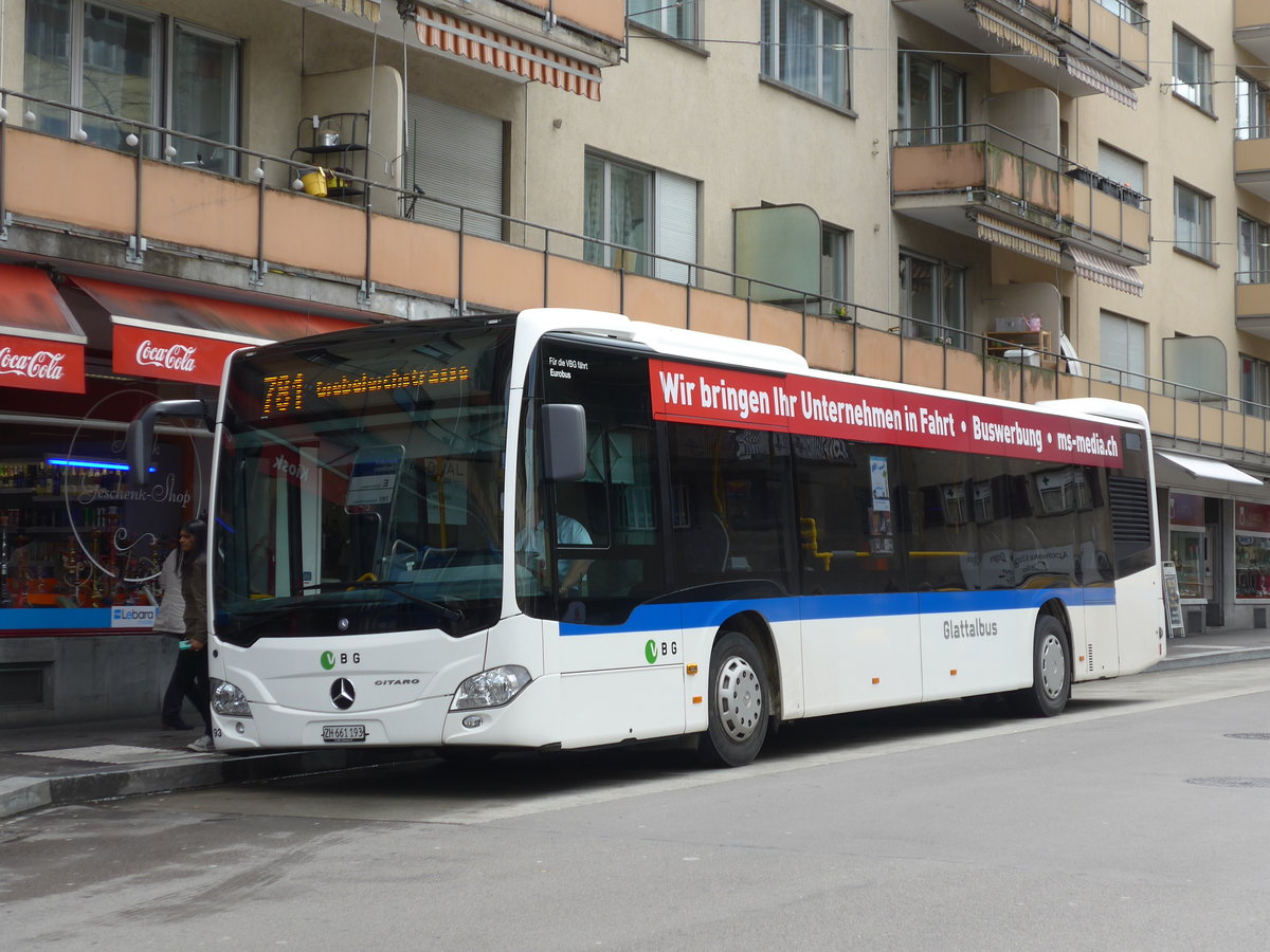 (170'001) - Welti-Furrer, Bassersdorf - Nr. 93/ZH 661'193 - Mercedes am 14. April 2016 beim Bahnhof Zrich-Oerlikon