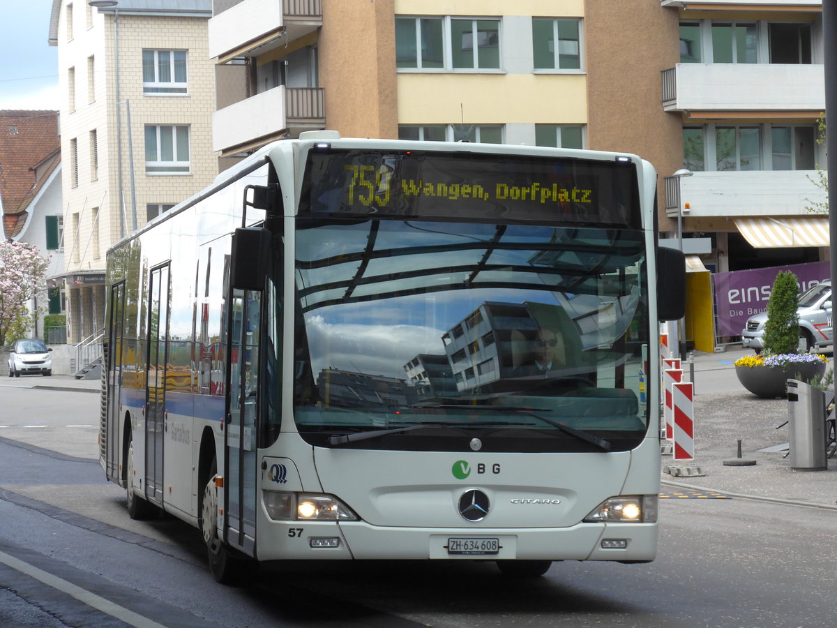 (170'014) - Welti-Furrer, Bassersdorf - Nr. 57/ZH 634'608 - Mercedes am 14. April 2016 beim Bahnhof Wallisellen